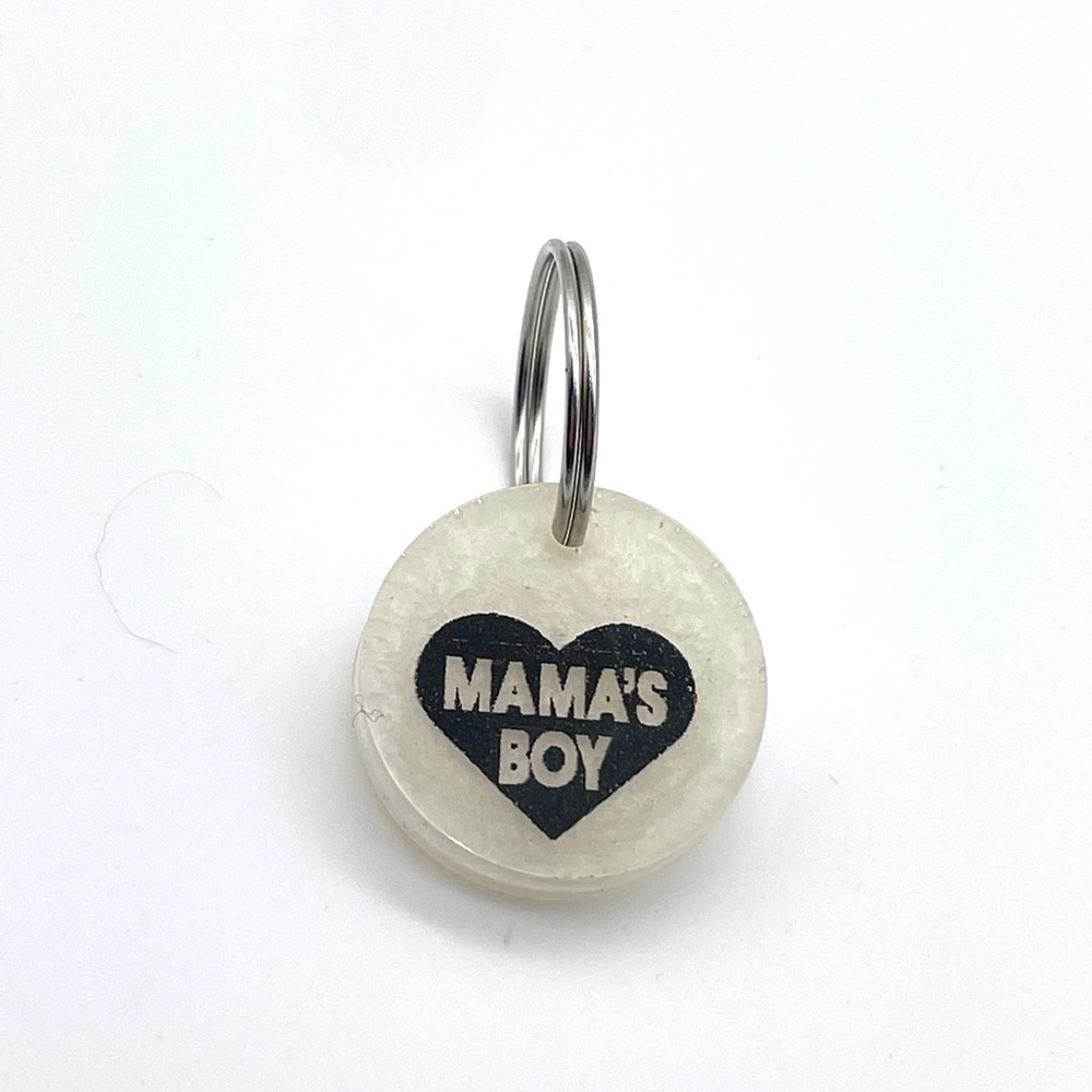 “Moma’s Boy” tag for pet collar
